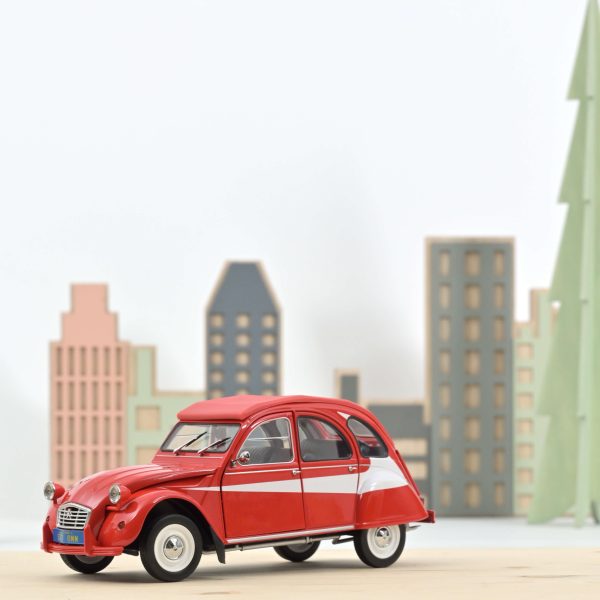 Citroën 2CV 1979 Rouge avec décors latéraux blancs 1/18 - 100pcs