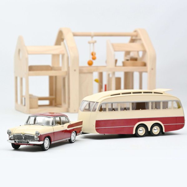 Simca Vedette Chambord 1958 & Caravane Henon Rouge&Ivoire 1/18