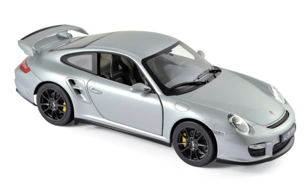 Porsche 911 GT2 2007 Argent avec roues noires 1/18