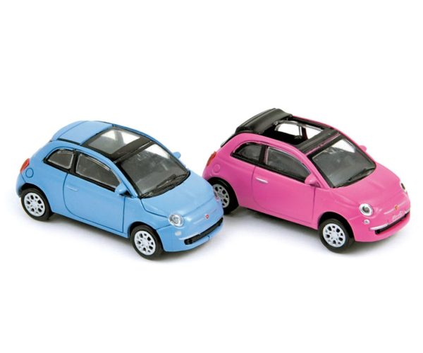 Pack x4 voitures Fiat 500 Twinair blue&500C So Rose 2010 1/87