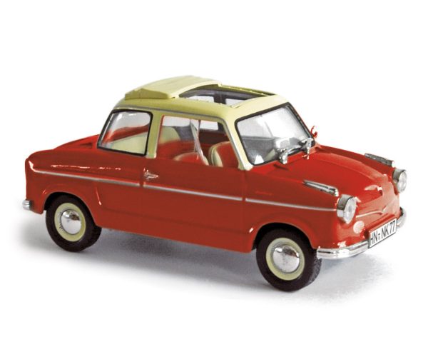 NSU Prinz I 1958 Rouge Rubis avec toit ouvrant 1/43